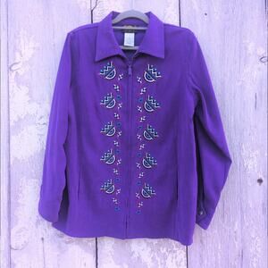Vtg Bob Mackie Wearable Art Southwestern Embroidered Full Zip Jacket Women's Med